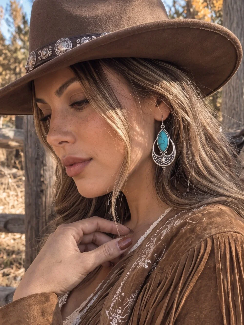 Turquoise Chandelier Earrings 925 Sterling Silver Boho Western Santa Fe 2.2